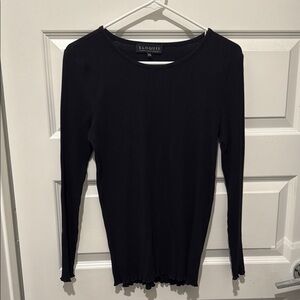 Eloquii Black Fitted Ribbed Blouse